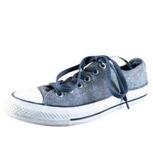 Converse Women's All Star Low Top Sneaker Silver‎ Fabric Sz 7 Medium Gently Used